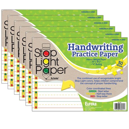 Eureka Stop Light Paper Practice Paper Notepad, 50 Sheets Per Pad, 6PK 805106